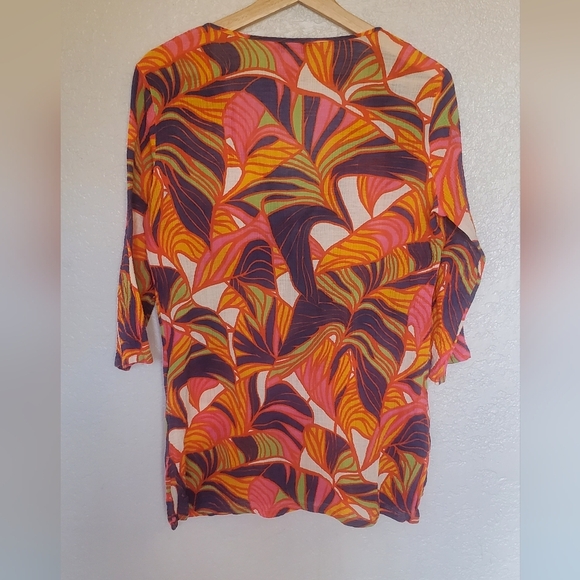 J Crew Colorful Abstract Print 100% Cotton Gauze Tunic Top Blouse Size Medium - Picture 4 of 5